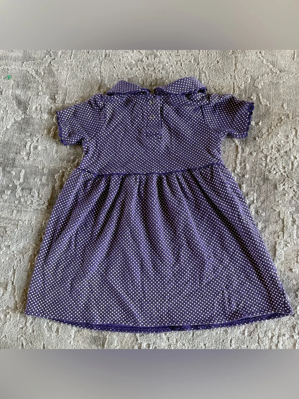 Two feet ahead girls LSU Polka Dot Purple Baby Dress with Peter Pan Collar 4T
